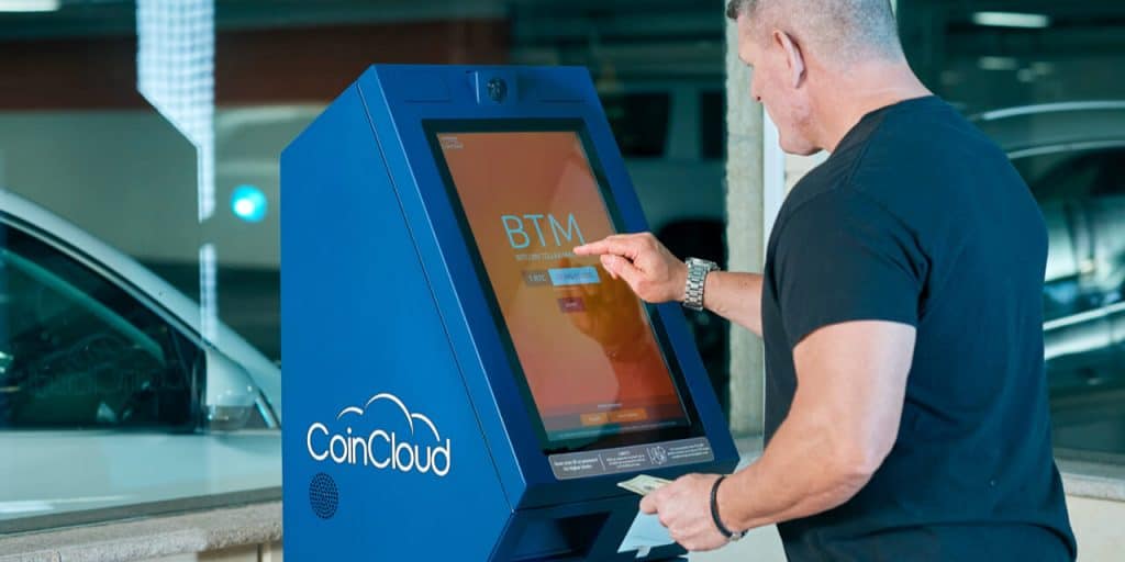 Advanced digital banking kiosk with CoinCloud interface.